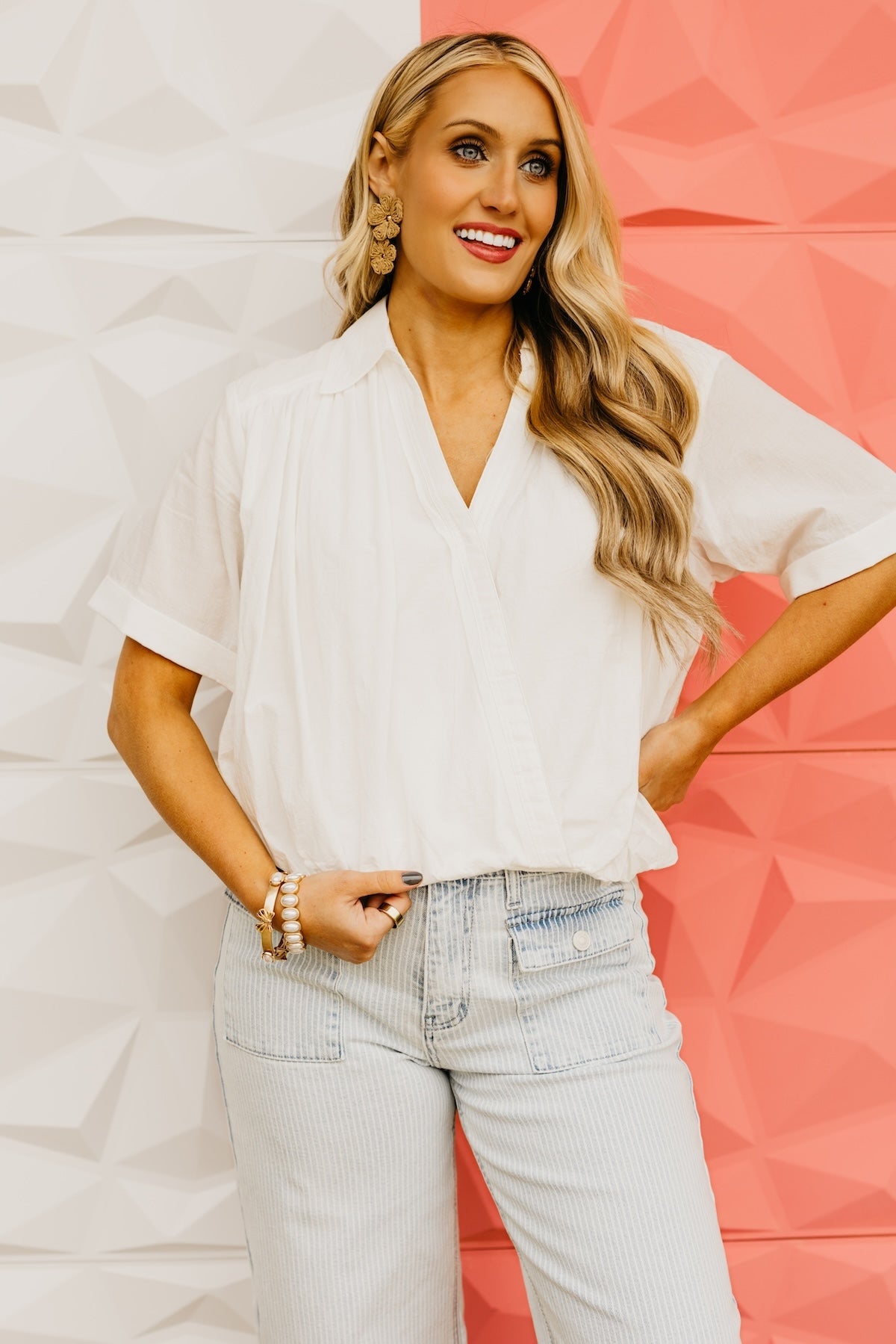 The Jaiden Surplice Ruched Shirt