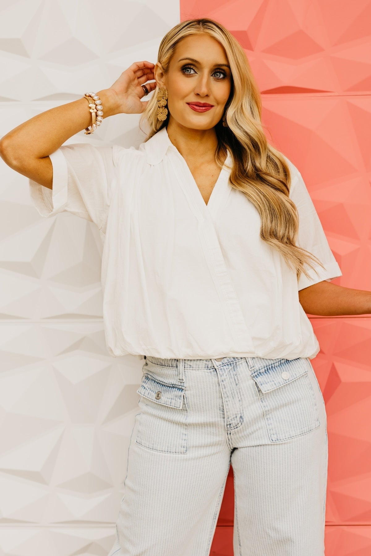 The Jaiden Surplice Ruched Shirt