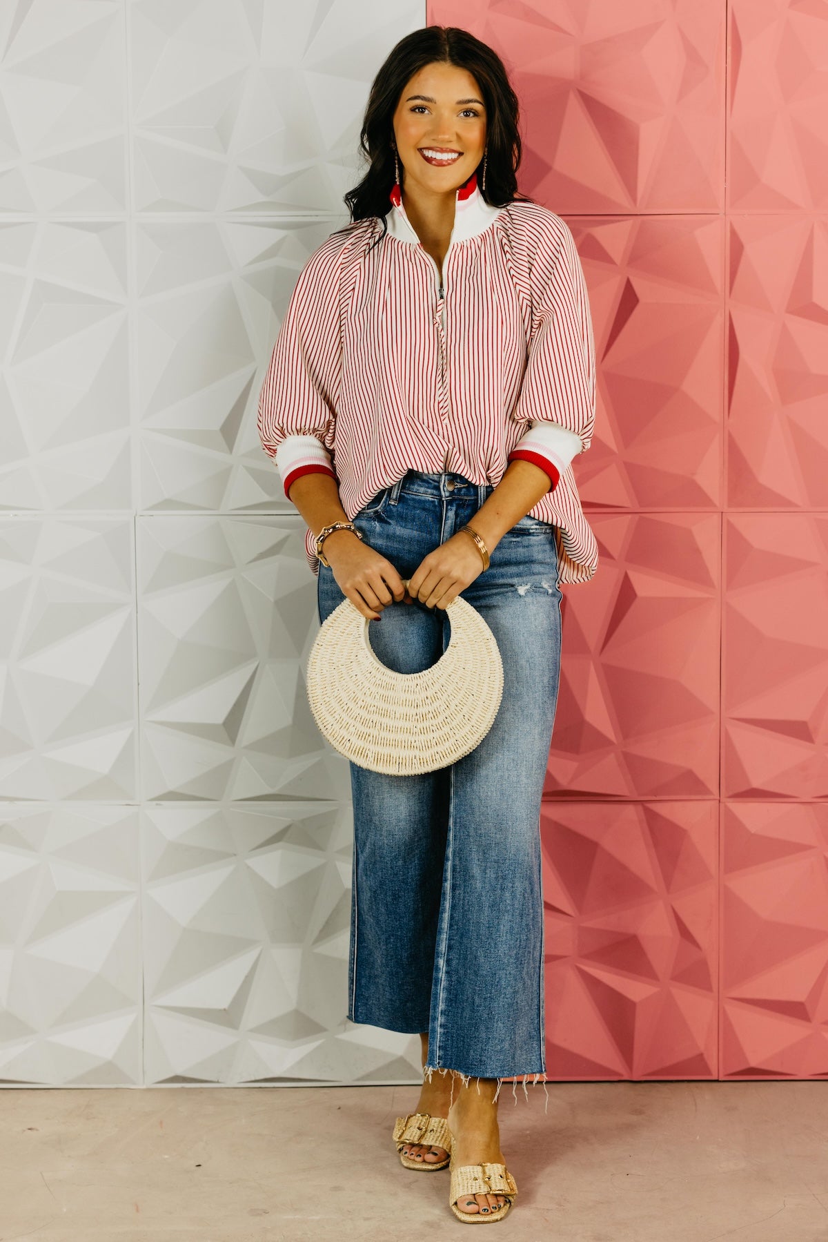 The Christopher Half Zip Striped Top