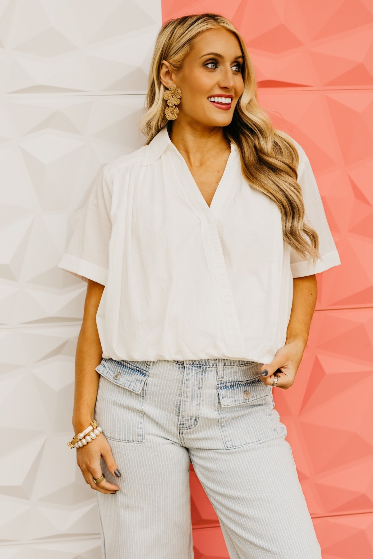 The Jaiden Surplice Ruched Shirt