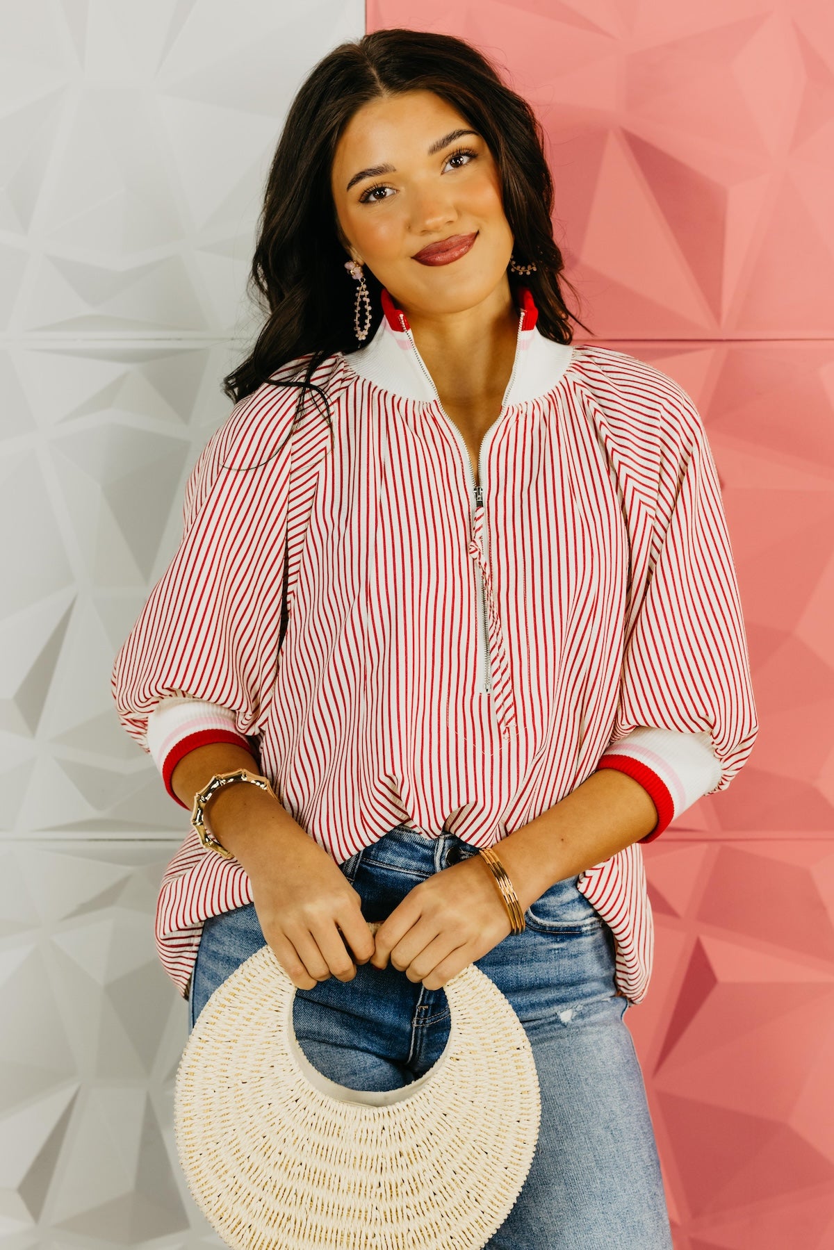 The Christopher Half Zip Striped Top