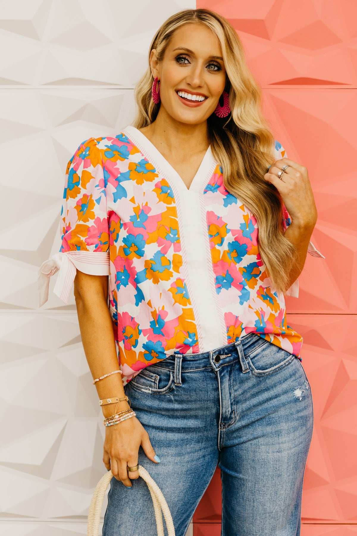 The Abram Floral Tie Sleeve Top