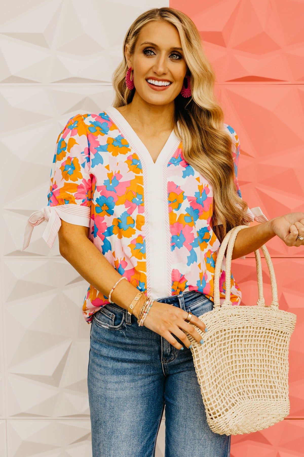 The Abram Floral Tie Sleeve Top