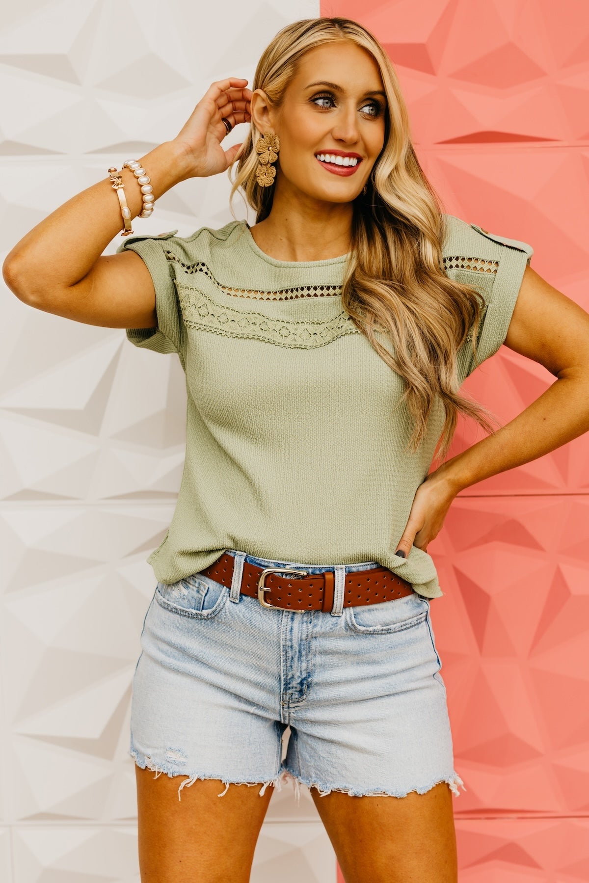 The Myra Lace Trim Crinkle Blouse