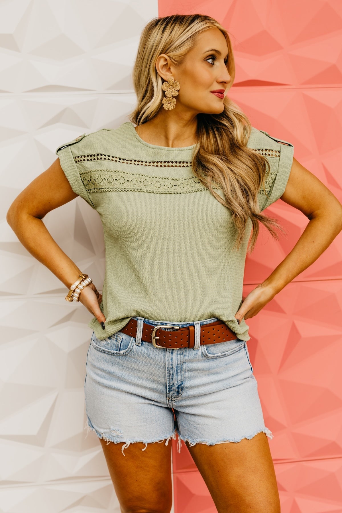 The Myra Lace Trim Crinkle Blouse