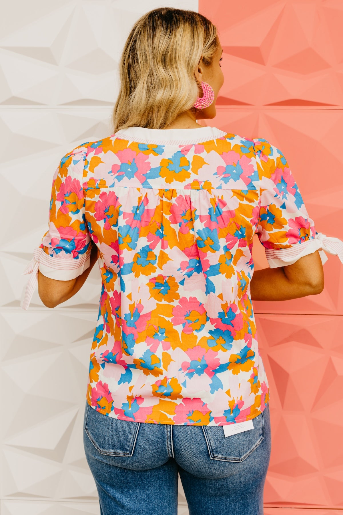 The Abram Floral Tie Sleeve Top