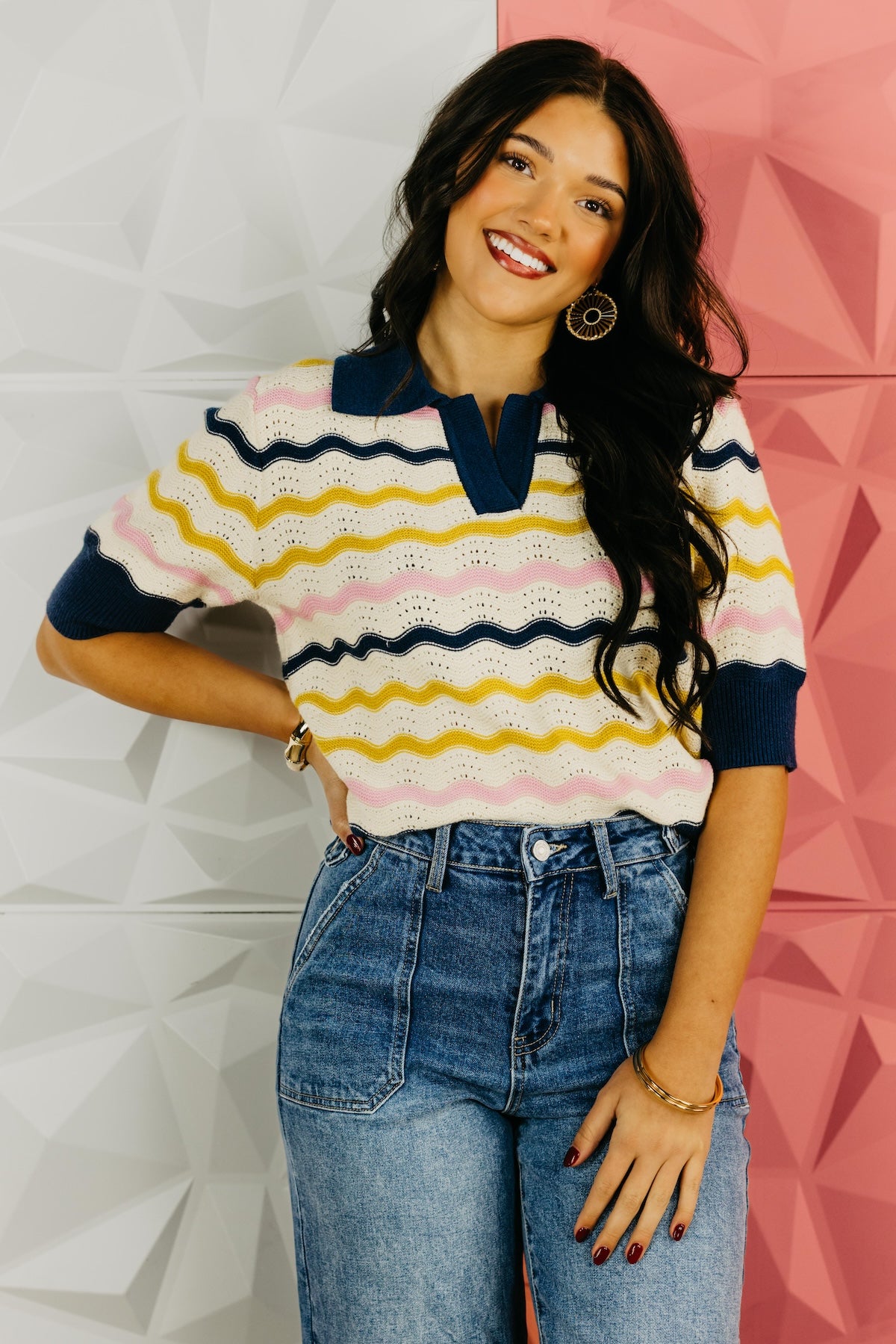 The Anthony Wavy Stripe Sweater Top