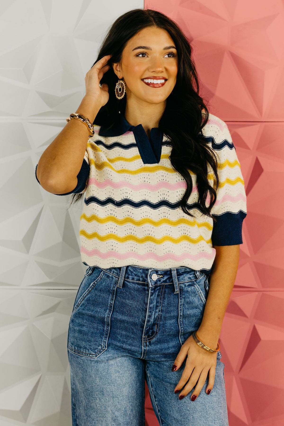 The Anthony Wavy Stripe Sweater Top