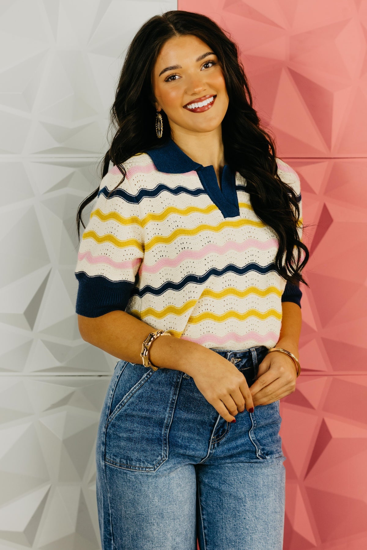 The Anthony Wavy Stripe Sweater Top
