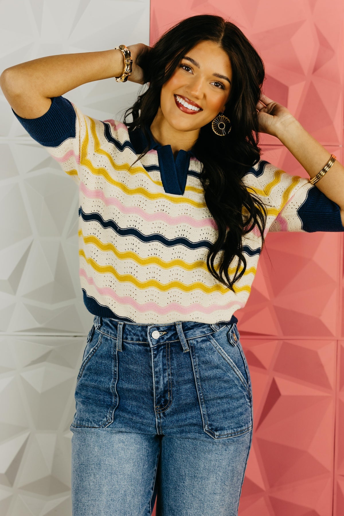 The Anthony Wavy Stripe Sweater Top