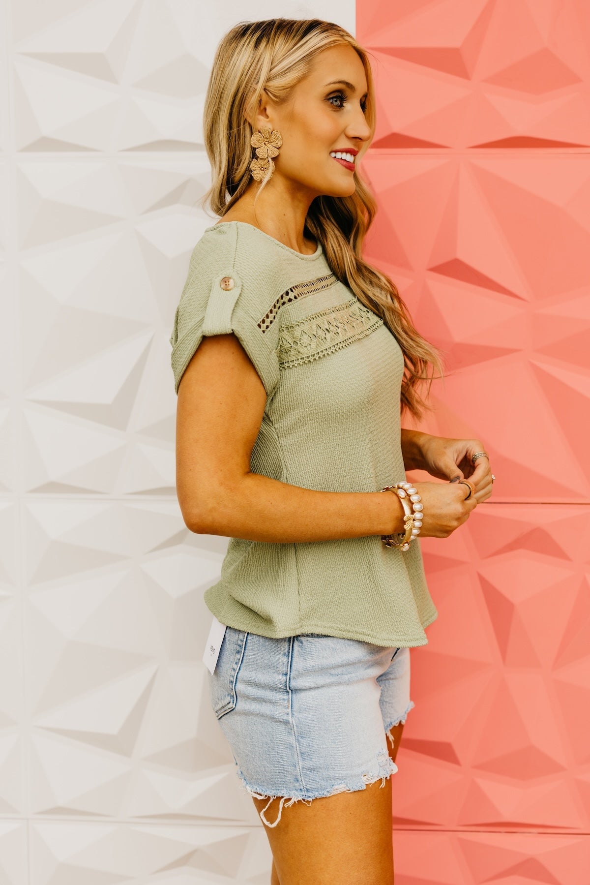 The Myra Lace Trim Crinkle Blouse
