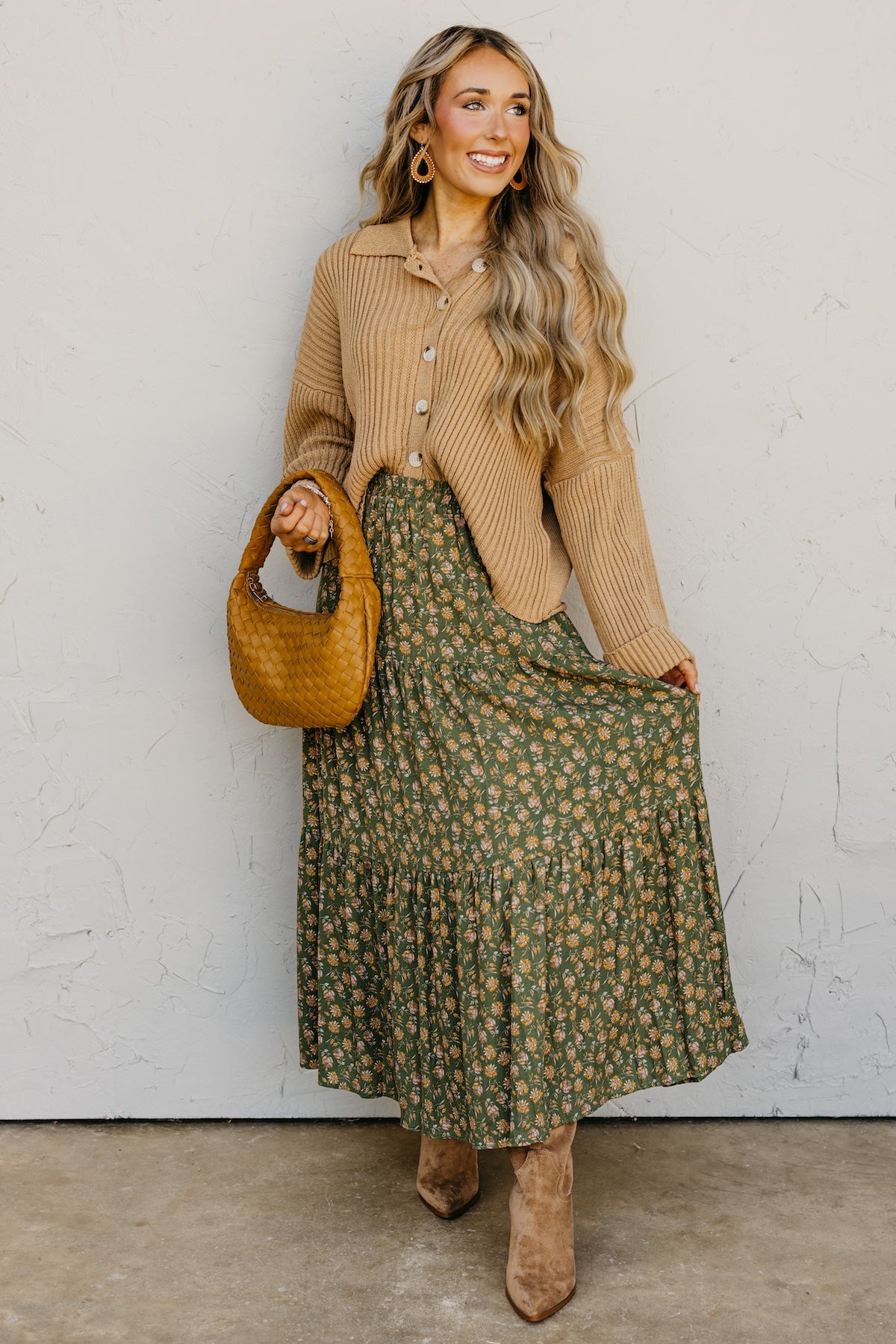 The Desiree Floral Tiered Midi Skirt
