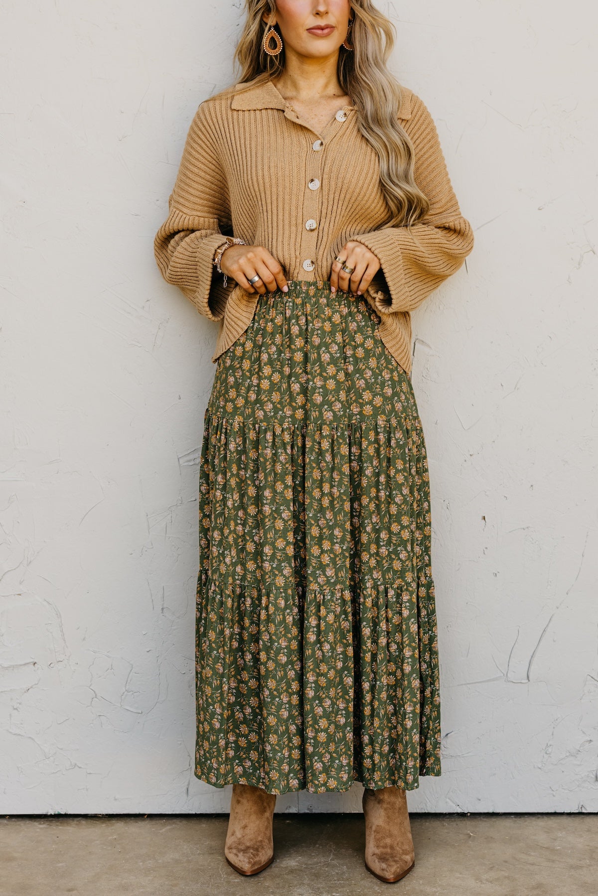 The Desiree Floral Tiered Midi Skirt