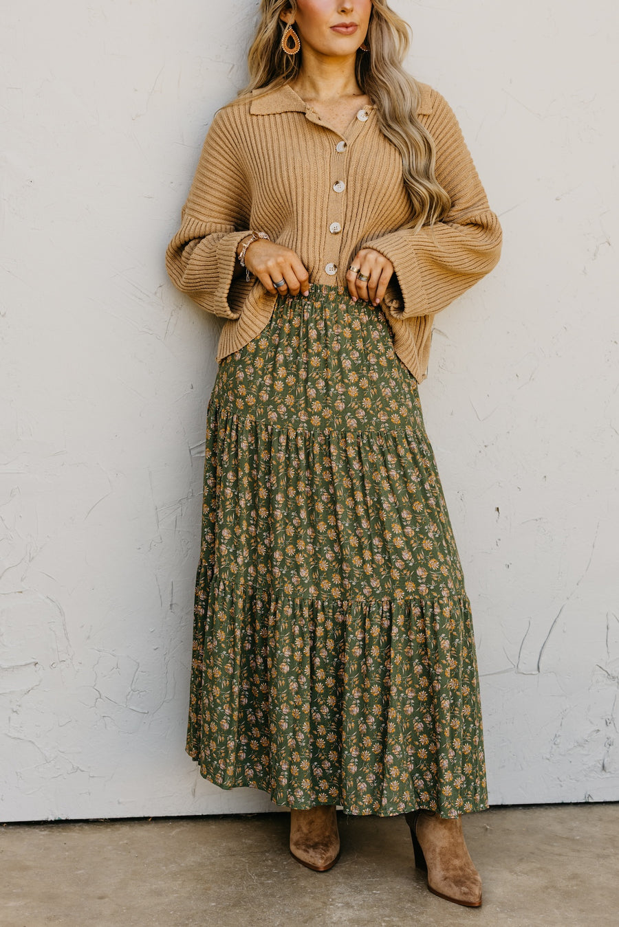 The Desiree Floral Tiered Midi Skirt