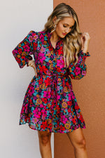 The Mina Floral Tie Waist Mini Dress
