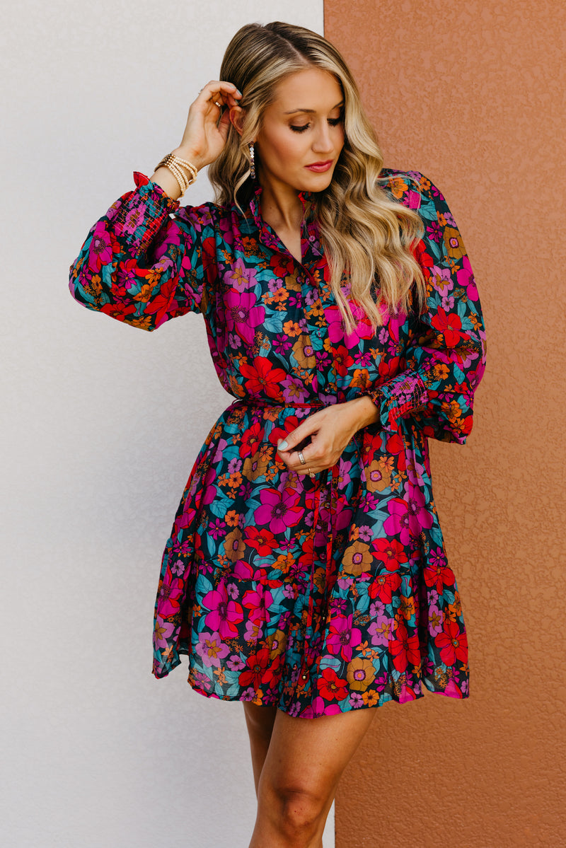 The Mina Floral Tie Waist Mini Dress