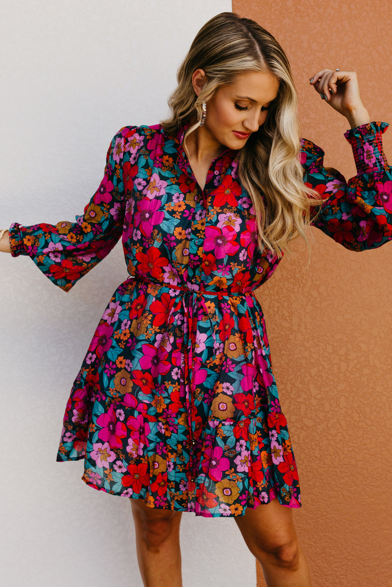 The Mina Floral Tie Waist Mini Dress