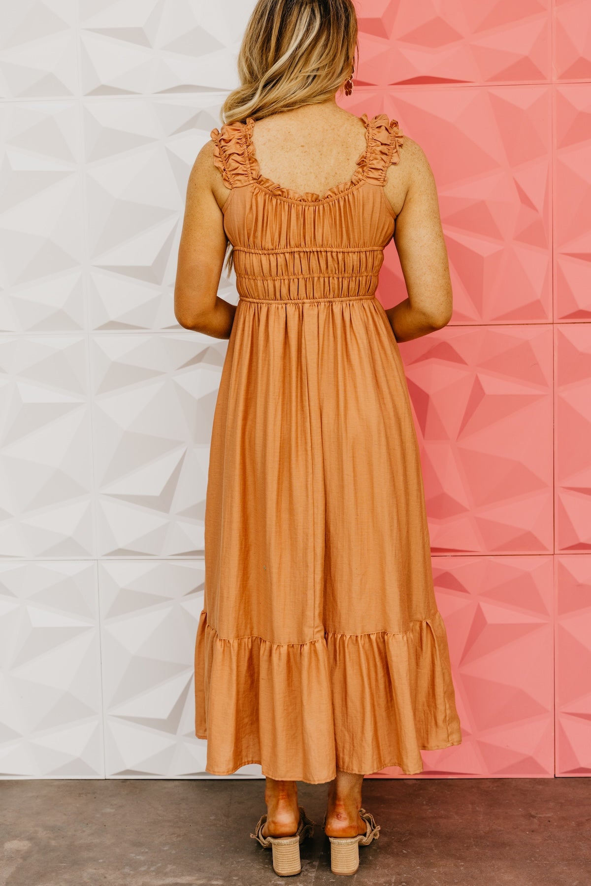 The Enzo Shirred Waist Midi Dress