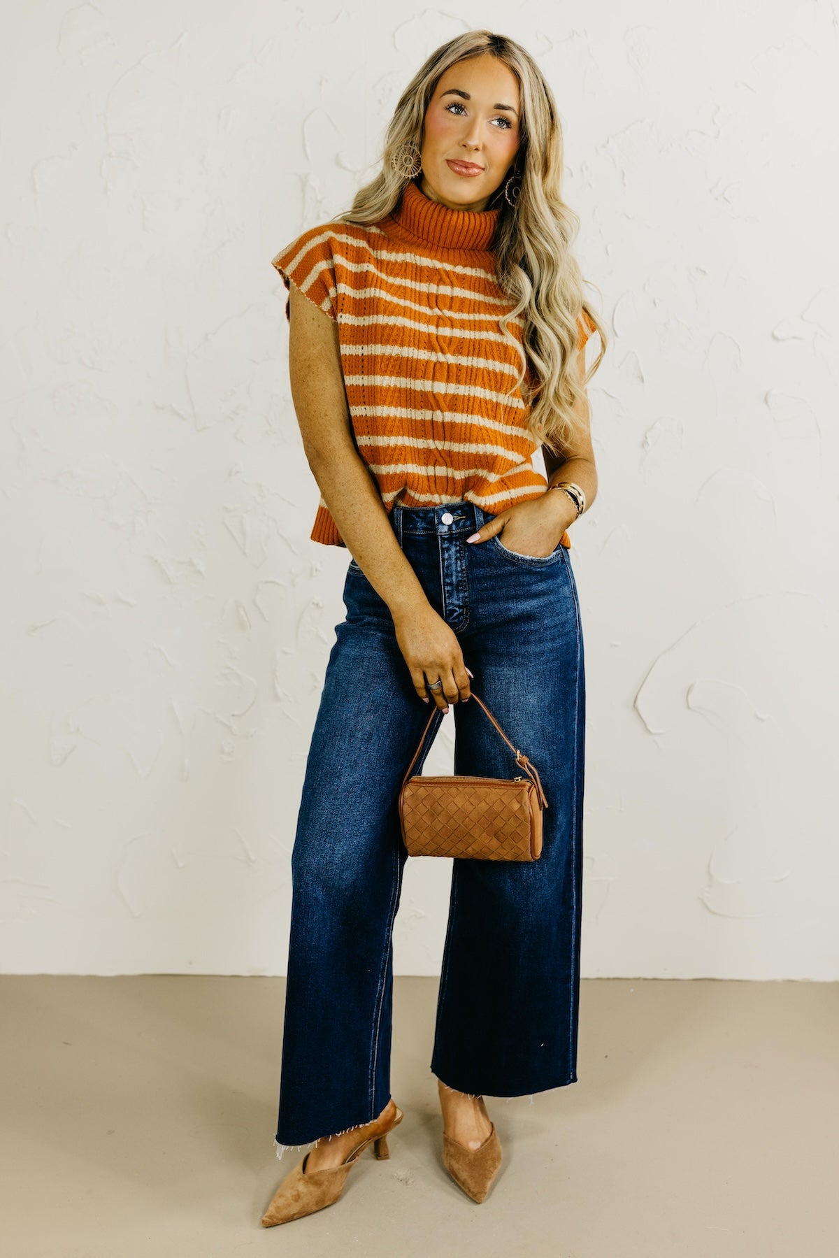 The Celia Turtleneck Striped Vest