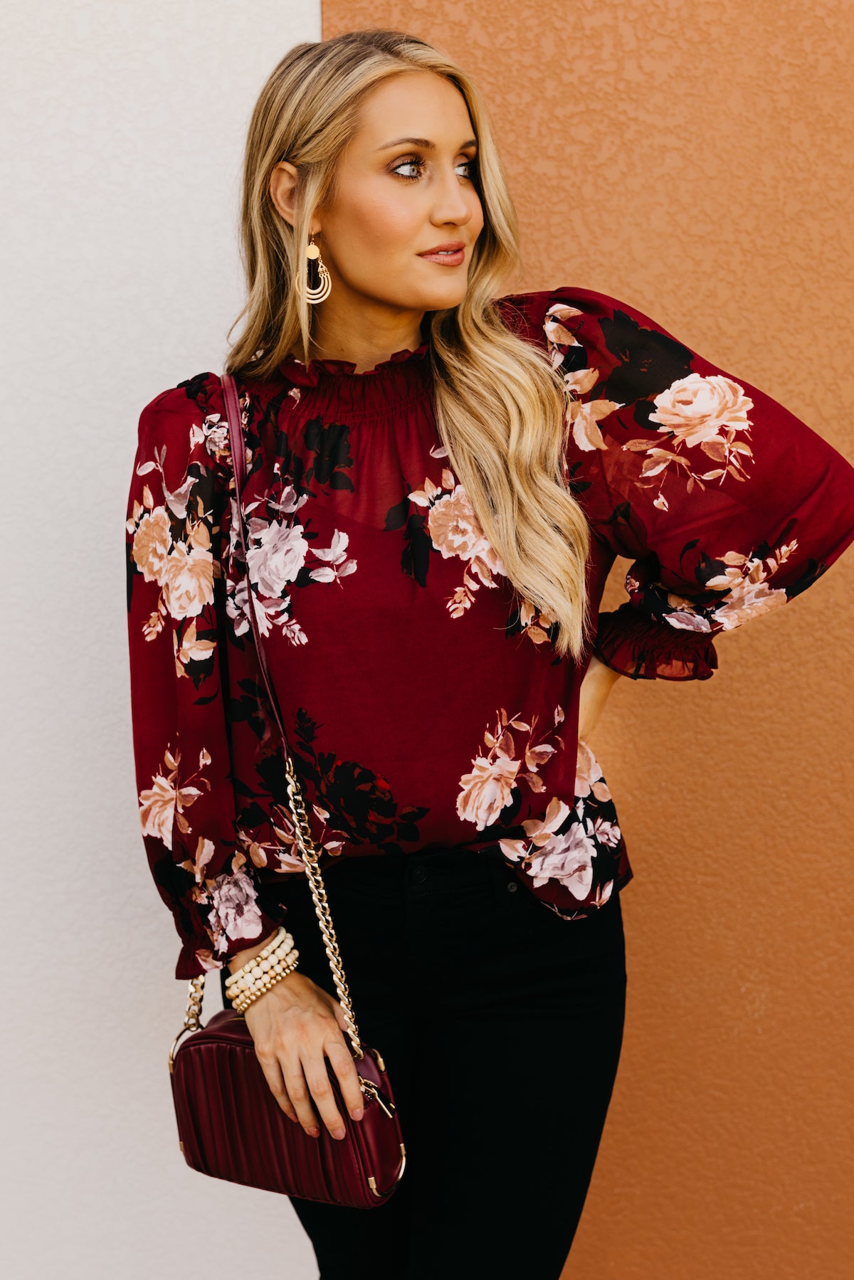 The Oaklee Floral Ruffle Blouse  - FINAL SALE
