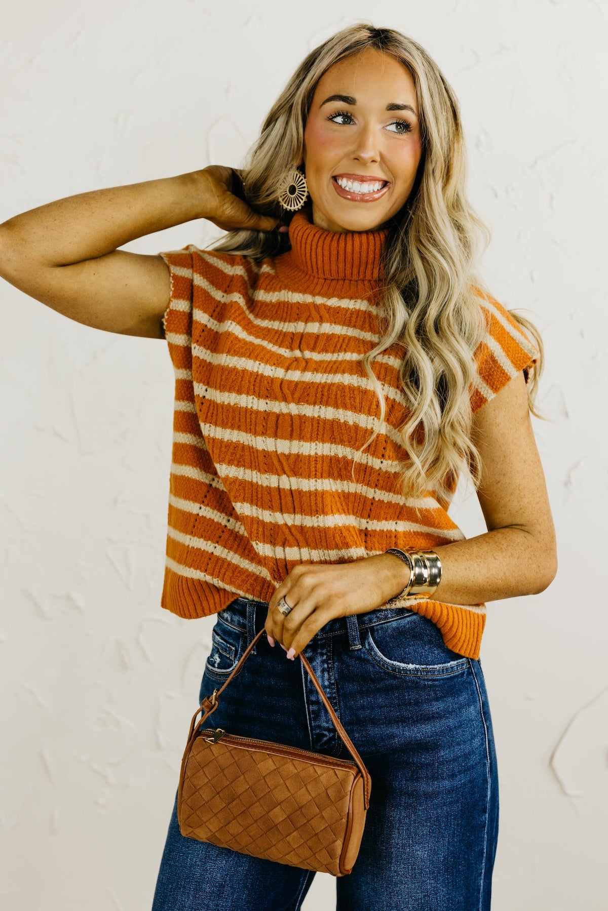 The Celia Turtleneck Striped Vest