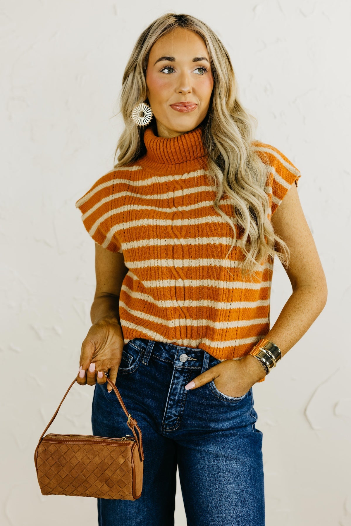 The Celia Turtleneck Striped Vest