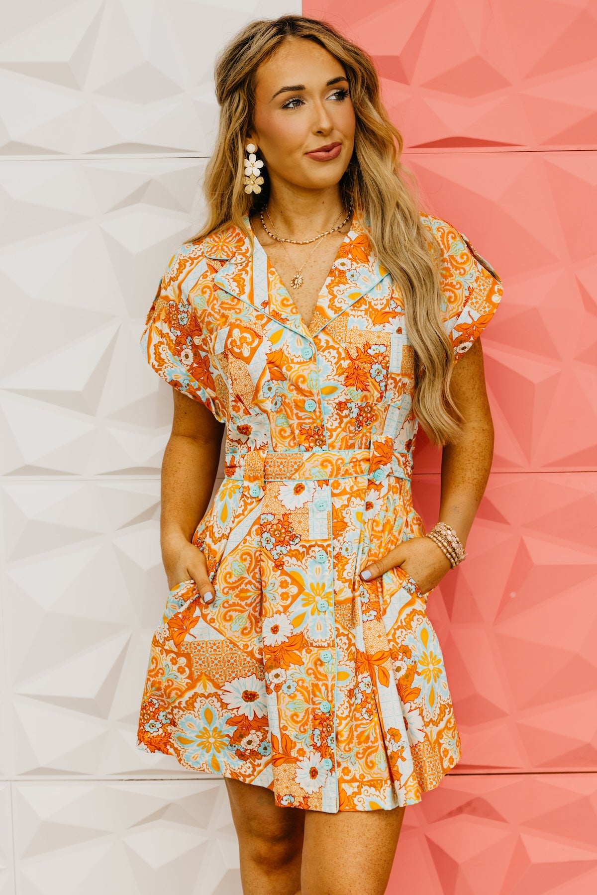 The Nasir Floral Tie Waist Mini Dress