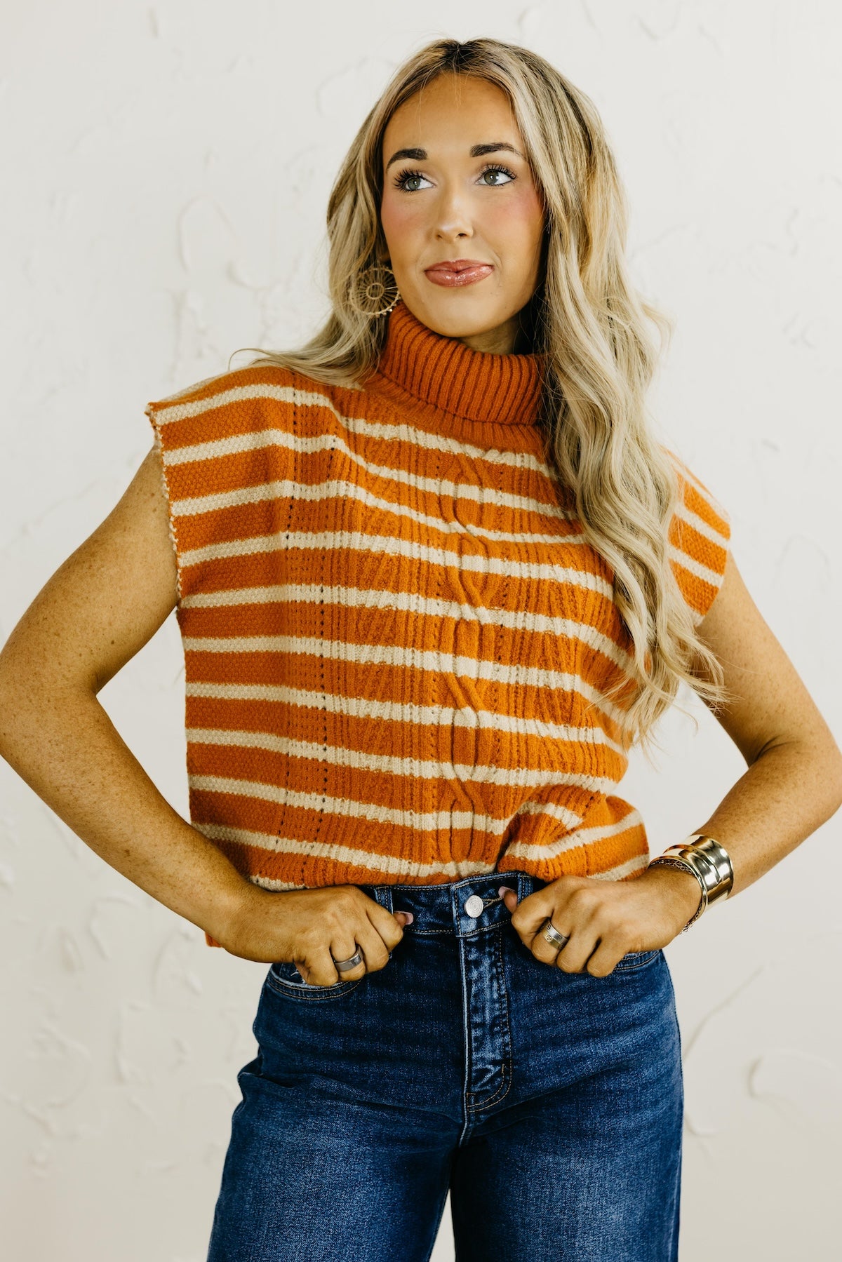 The Celia Turtleneck Striped Vest