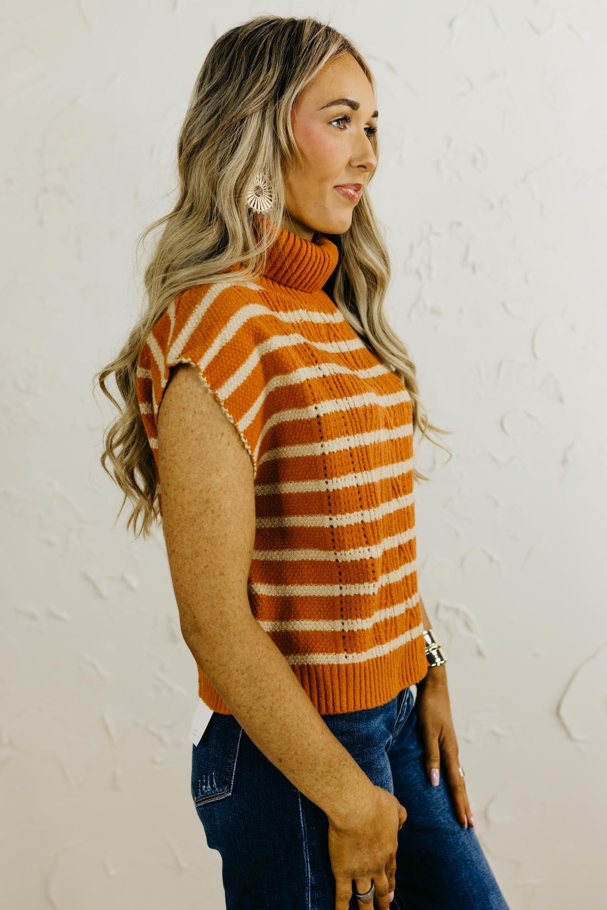 The Celia Turtleneck Striped Vest