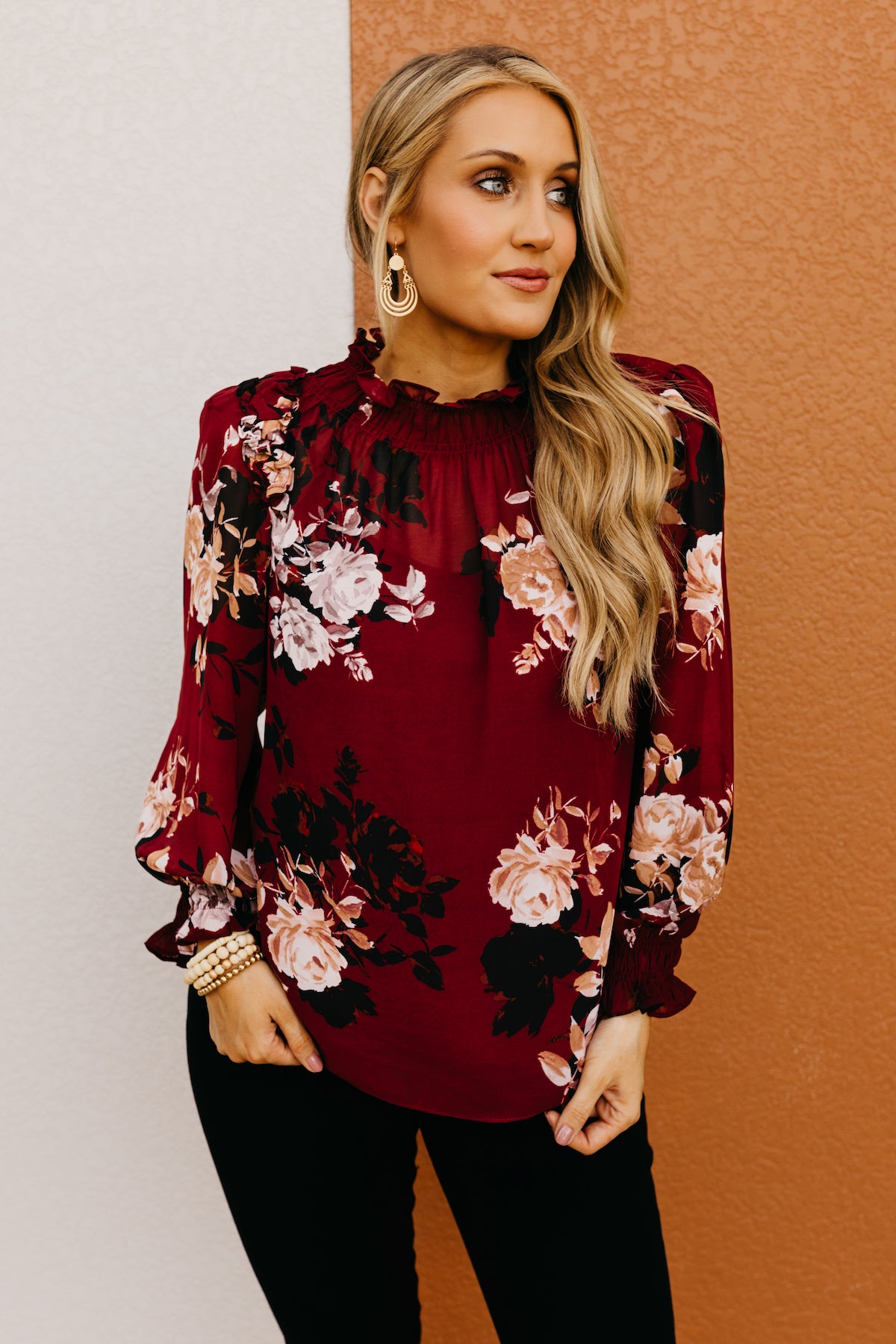 The Oaklee Floral Ruffle Blouse  - FINAL SALE
