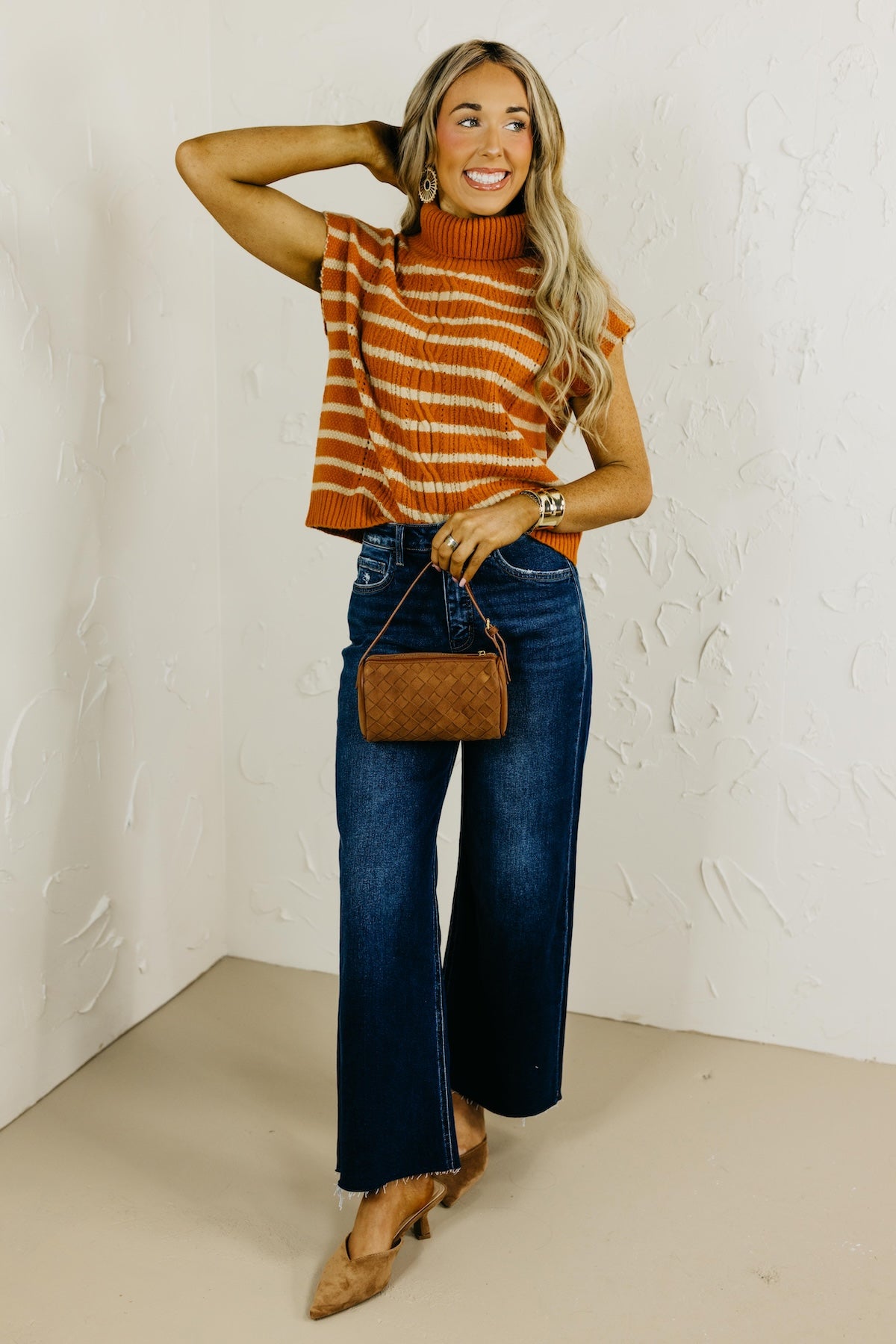 The Celia Turtleneck Striped Vest