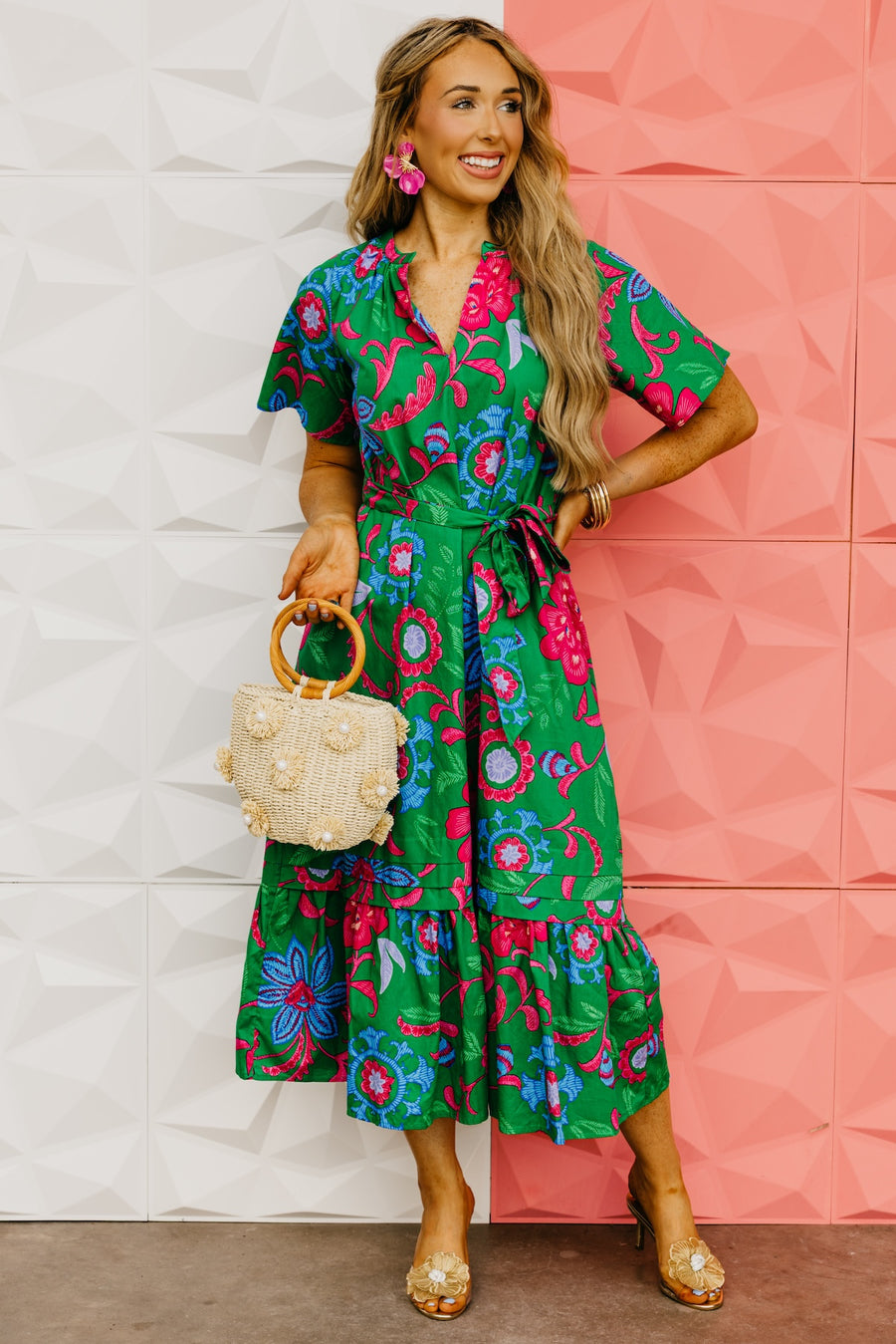 The Marcos Floral Pleated Midi Dress