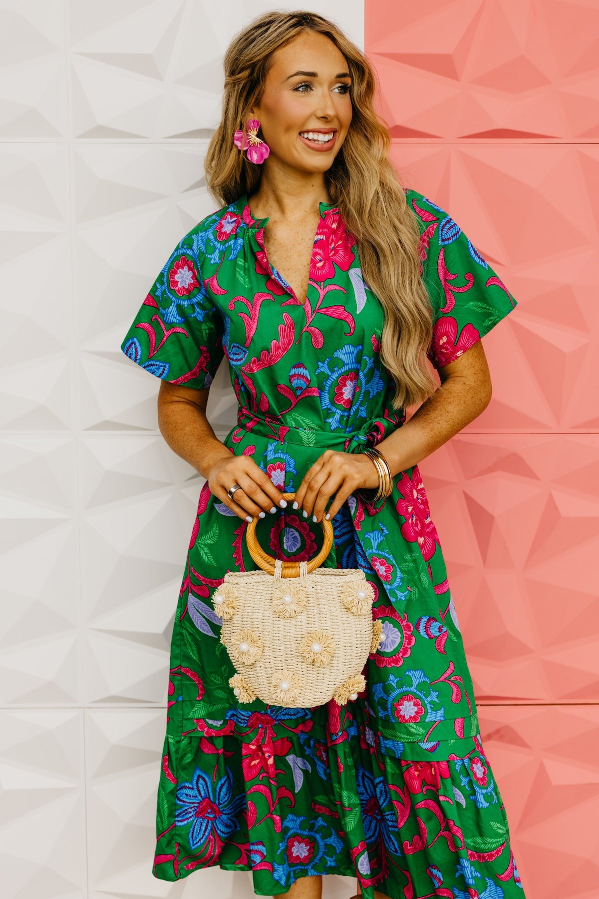 The Marcos Floral Pleated Midi Dress