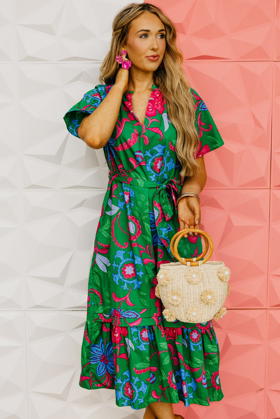 The Marcos Floral Pleated Midi Dress