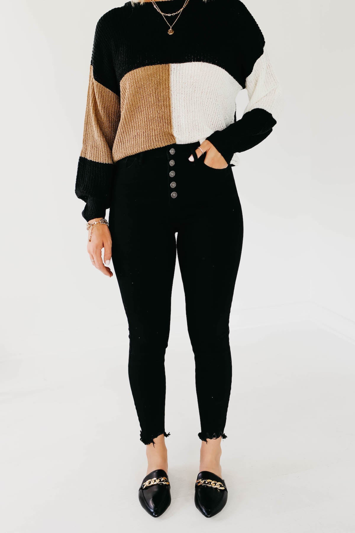 Kan Can 11 Inch High Rise Button Skinny Denim - KC7273BK
