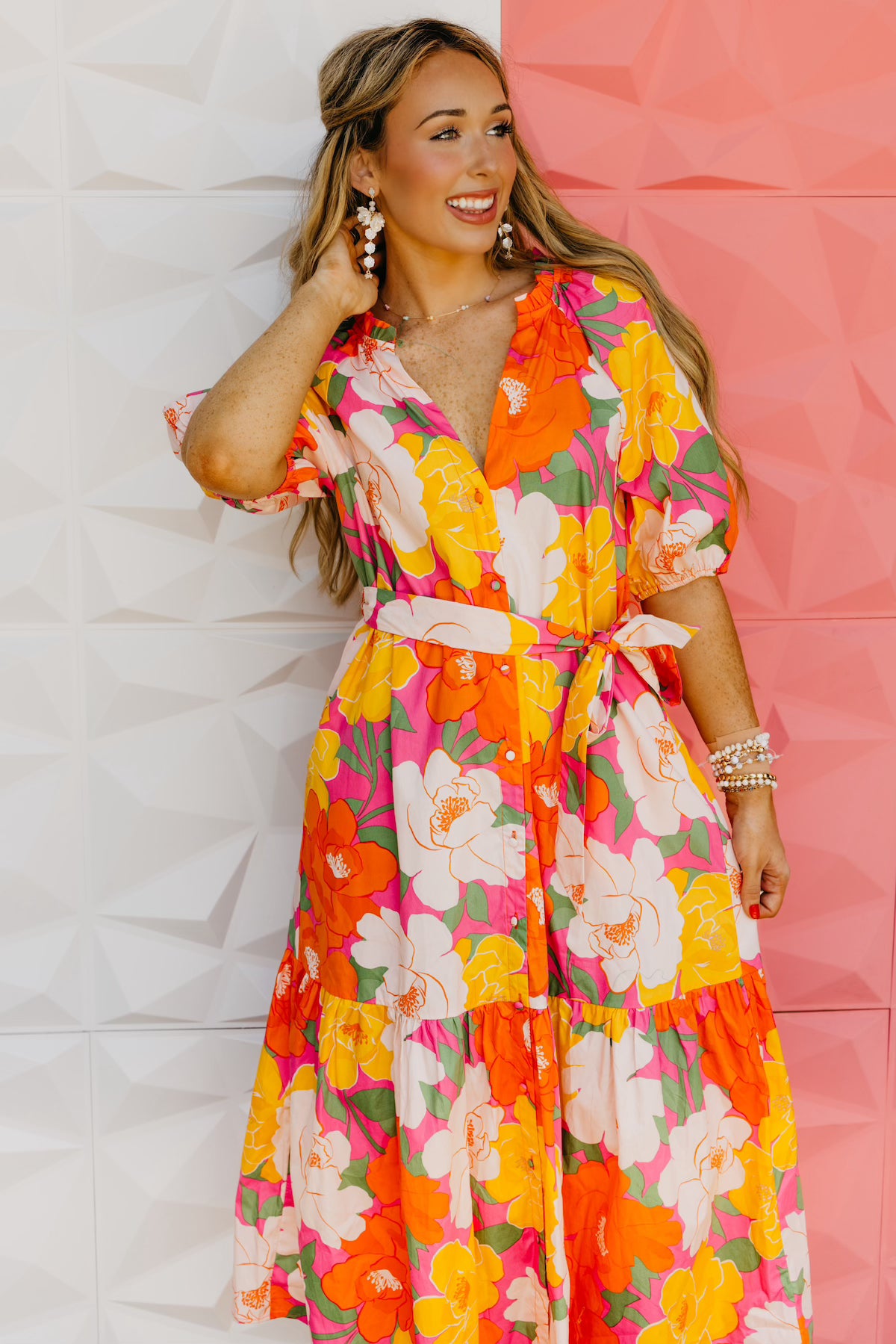 The Lilian Floral Tiered Midi Dress