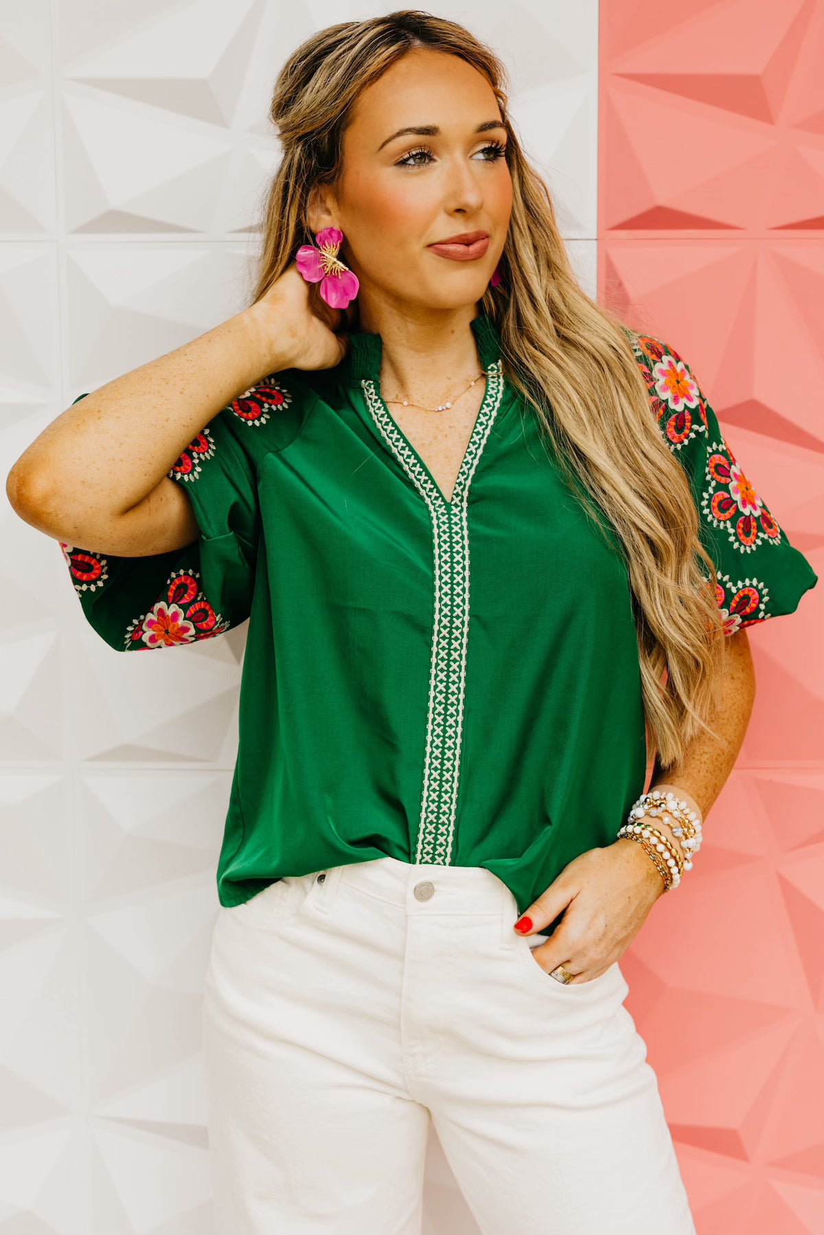 The Trey Embroidered Puff Sleeve Top