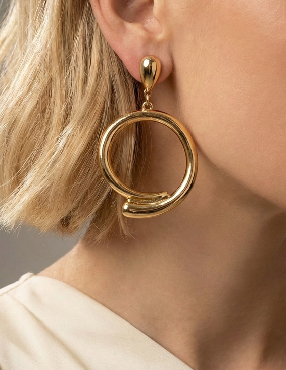 The Russ Teardrop And Overlap Hoop Earring