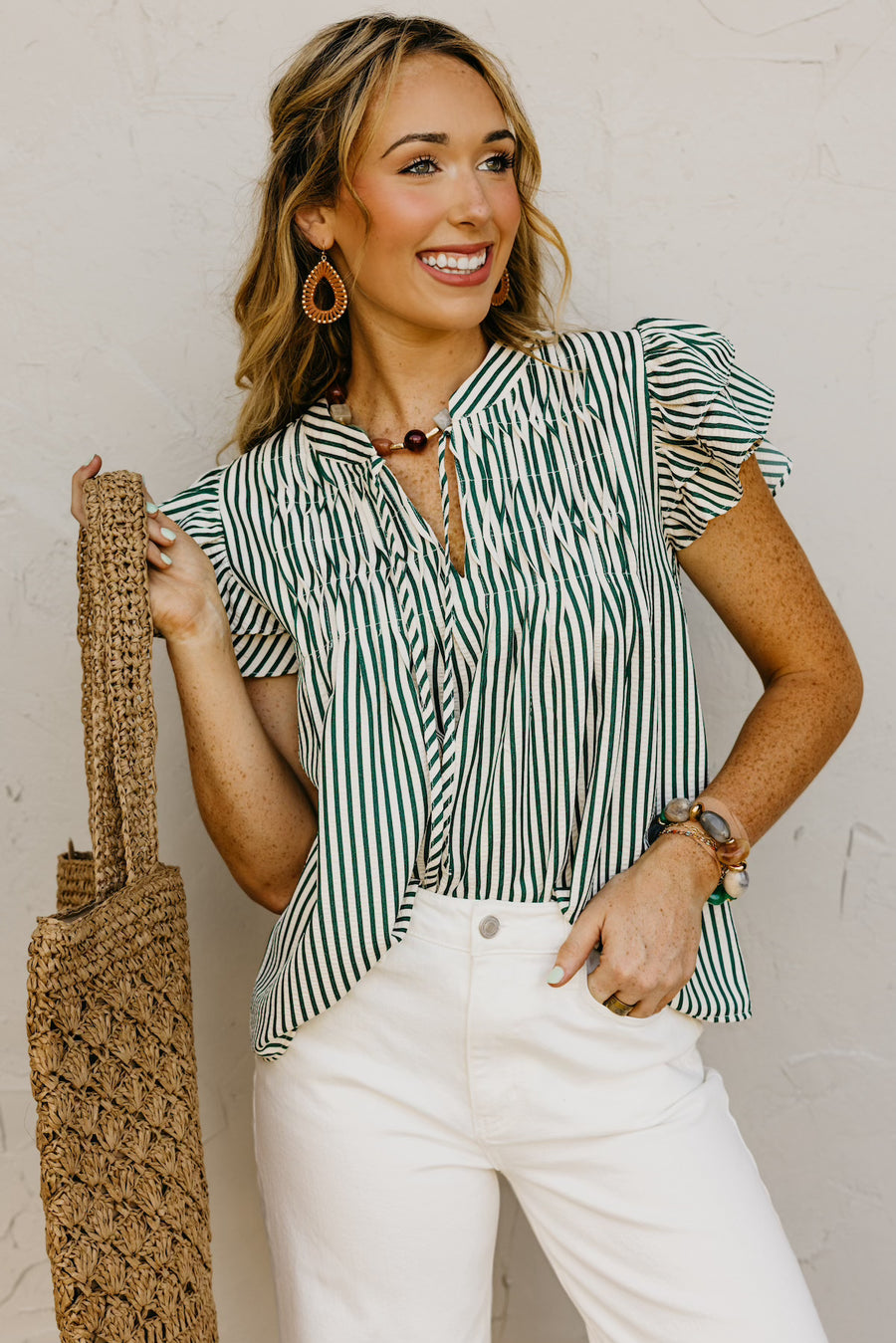The Damon Ruffle Sleeve Striped Top