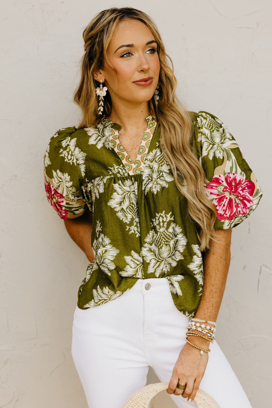 The Mekhi Embroidered Puff Sleeve Top