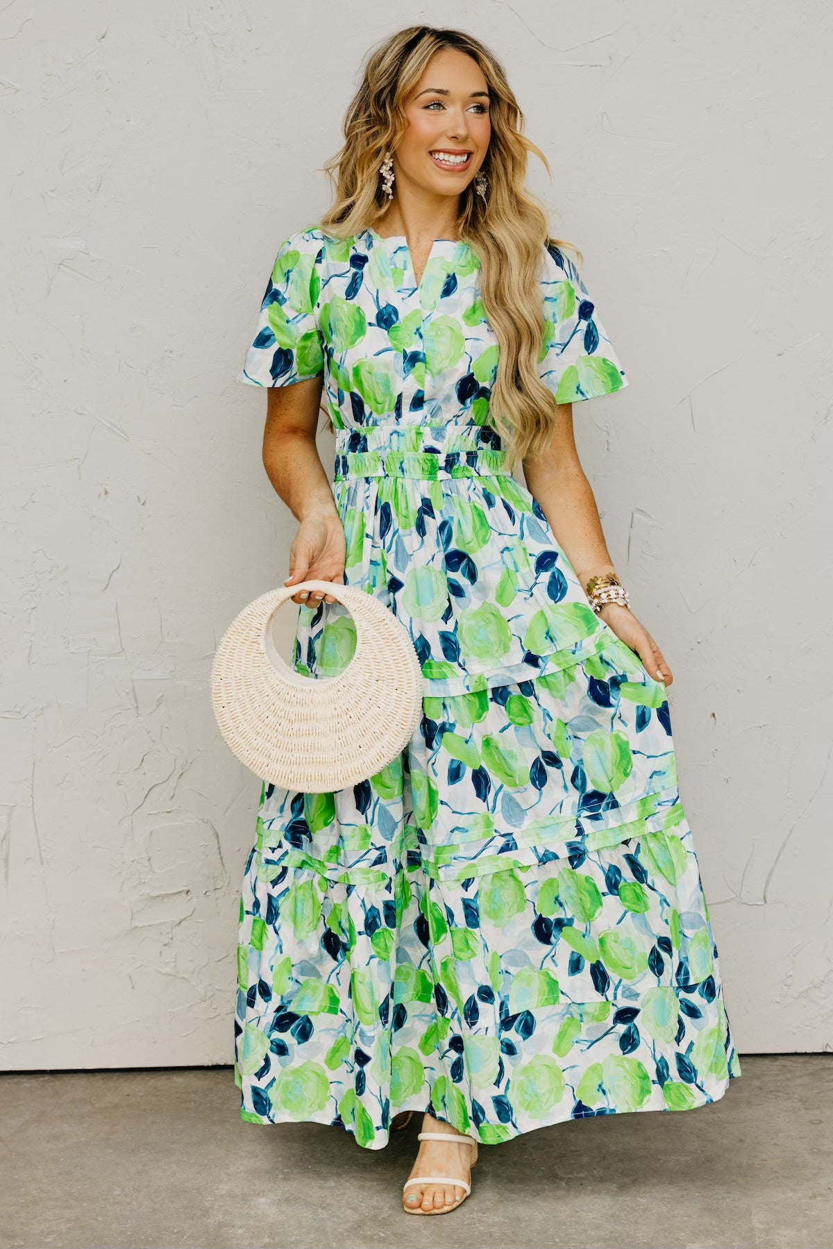The Forrest Pintuck Floral Maxi Dress