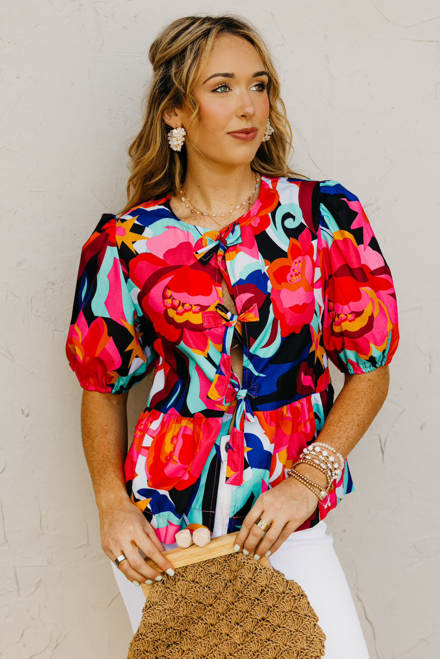 The Melina Tie Puff Sleeve Blouse