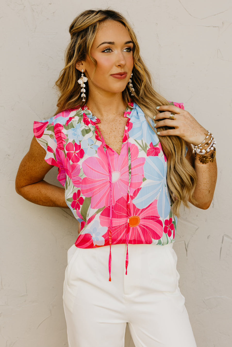 The Cynthia Floral Peasant Tie Blouse