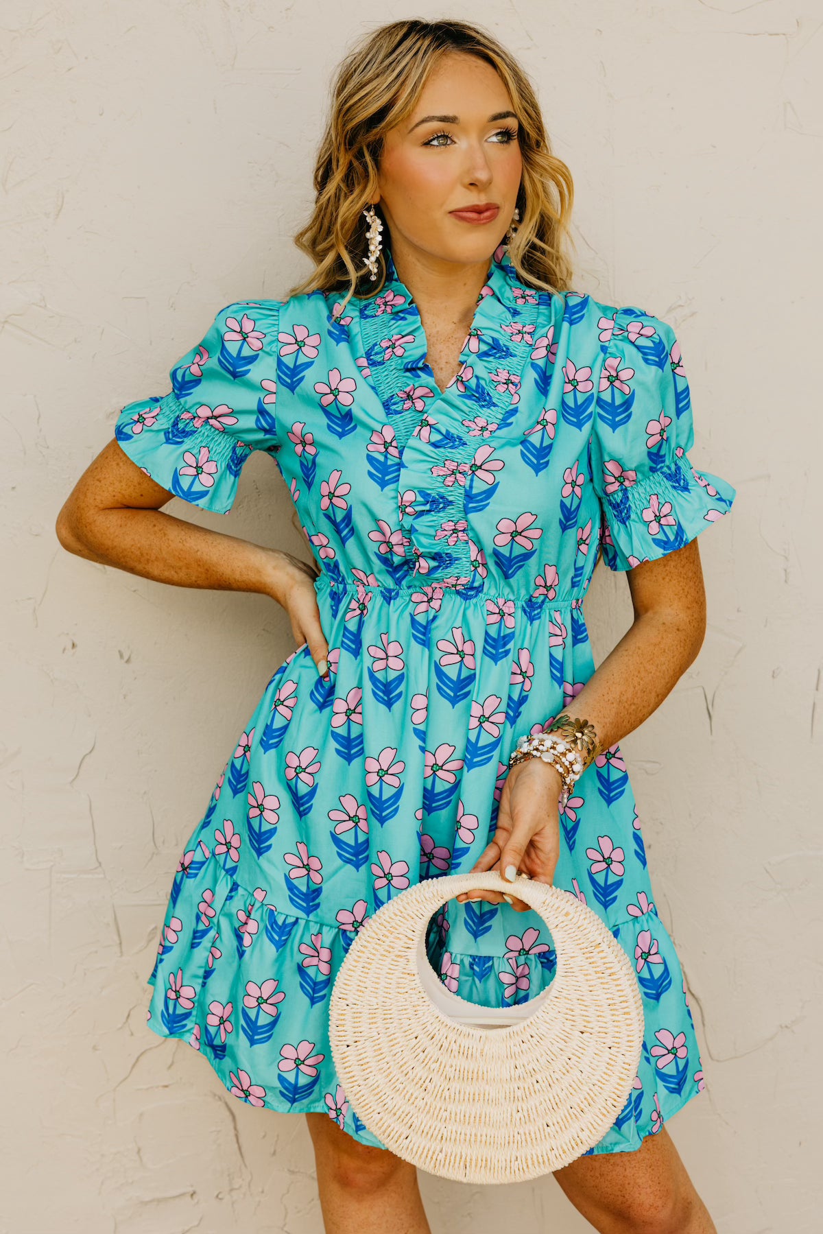 The Jemma Floral Shirred Mini Dress
