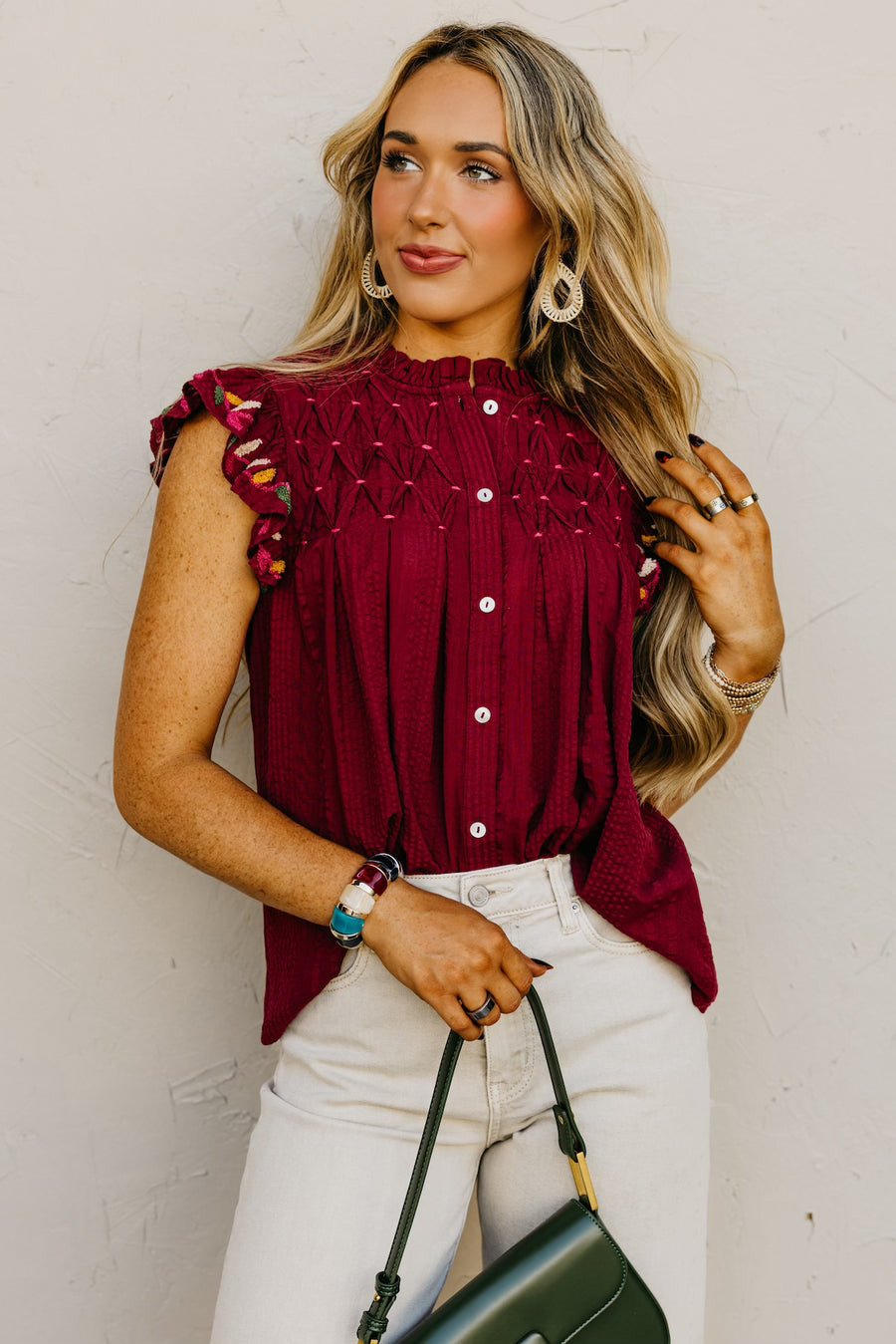 The Zayla Embroidered Flutter Top