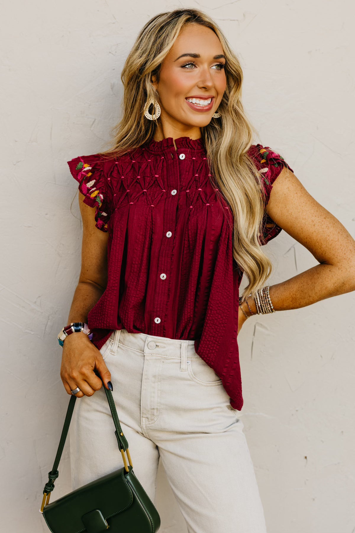 The Zayla Embroidered Flutter Top