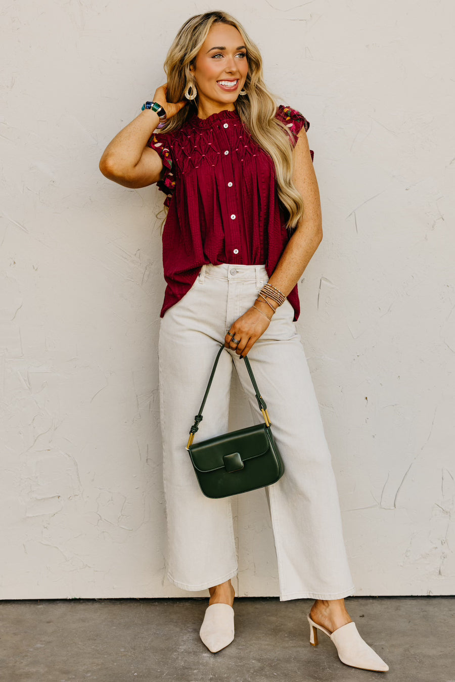 The Zayla Embroidered Flutter Top