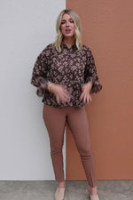 The Annamarie Floral Tinsel Henley Blouse