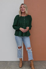 The Kody Button Up Smocked Blouse