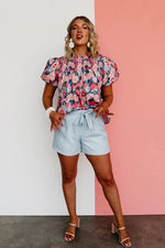 The Lilith Smocked Watercolor Smock Top